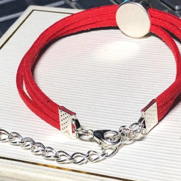 Canada Flag Adjustable suede Glass Dome bracelet - Picture 2 of 5